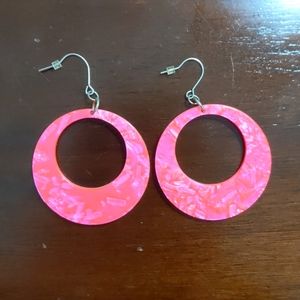 Hot pink large hoop earrings